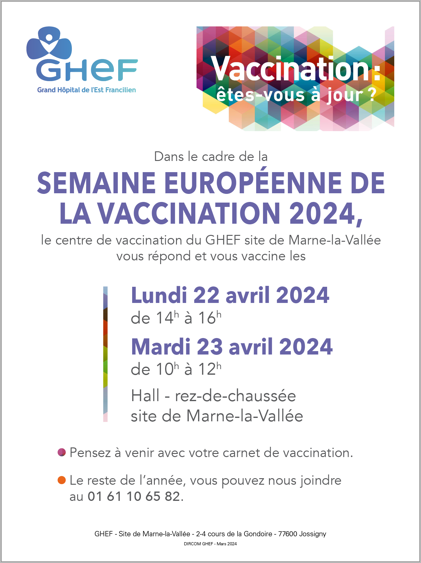 Affiche Semaine européenne de la vaccination - MLV