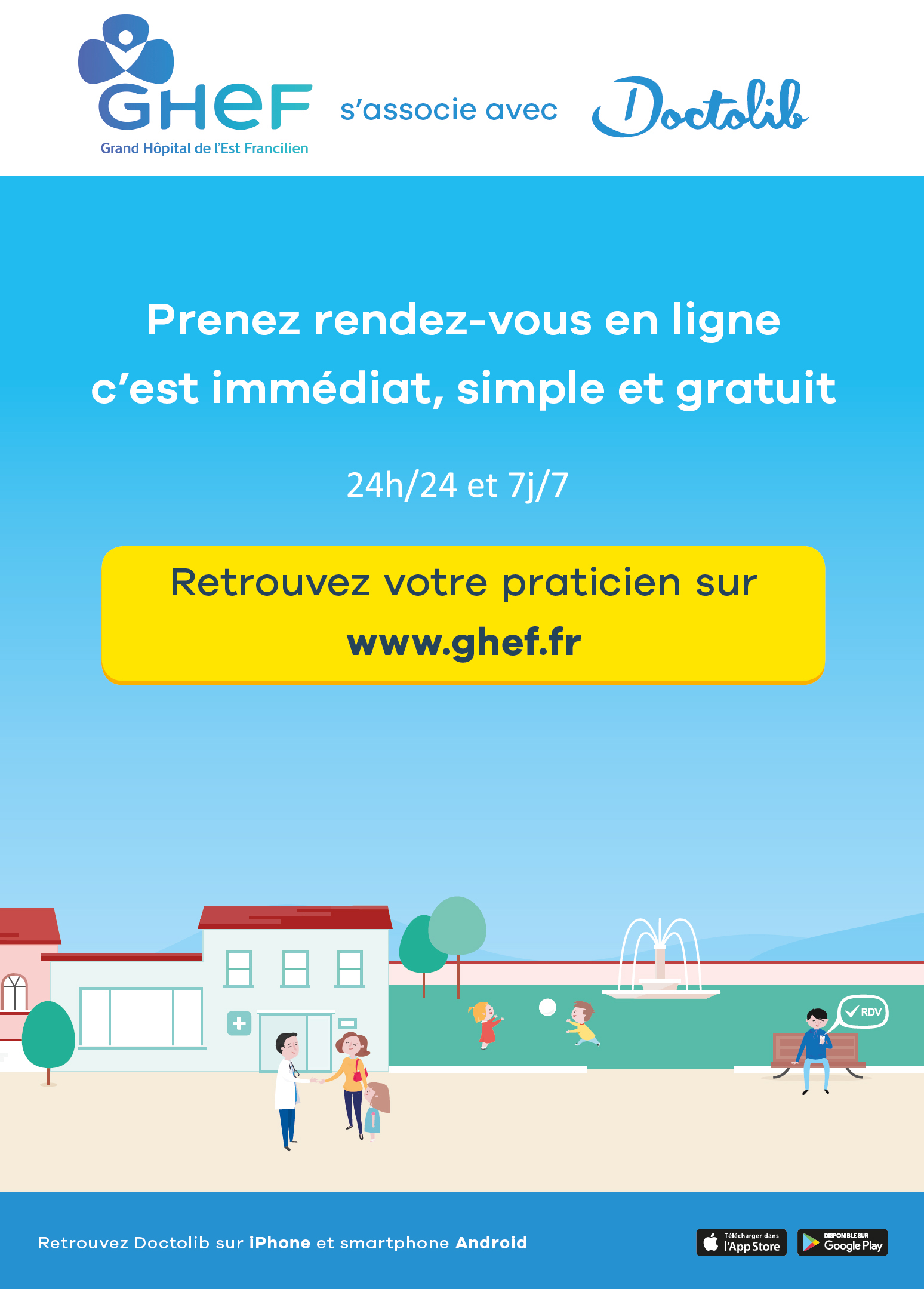 Doctolib GHEF Grand Hôpital de l'Est Francilien Seine et Marne Prise de Rendez-vous médical