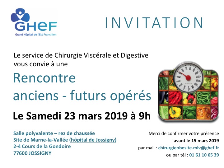 SAVE THE DATE : Rencontre anciens futurs opérés, le 23 mars 2019