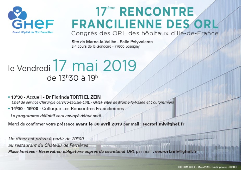 ORL Congres Francilienne Ile-de-France GHEF Marne-la-Vallee