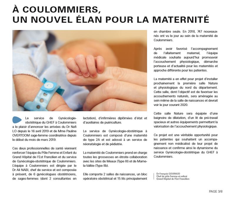 Article GHEF en Bref juin 2019 Maternite coulommiers