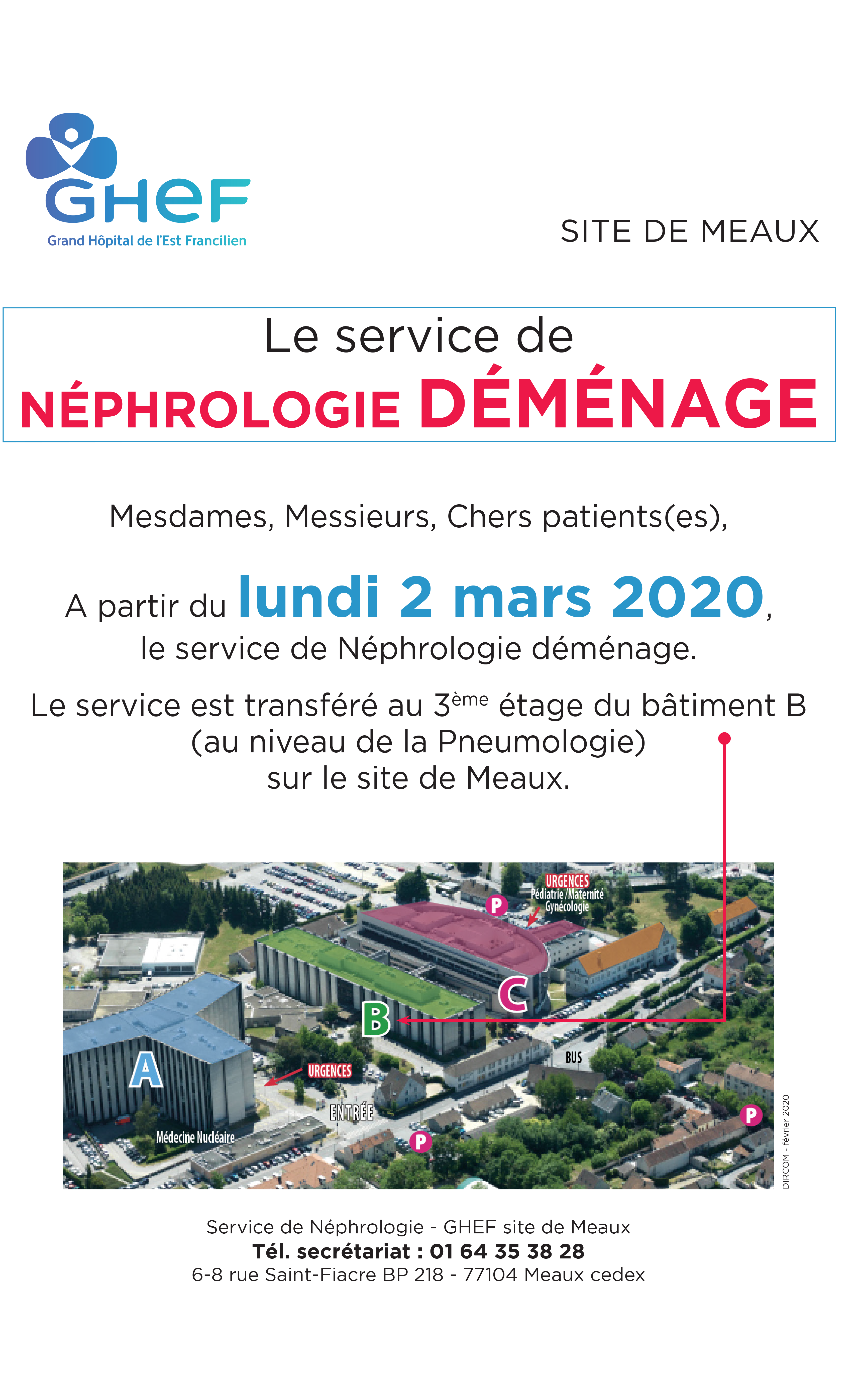 Déménagement Néphrologie GHEF Meaux