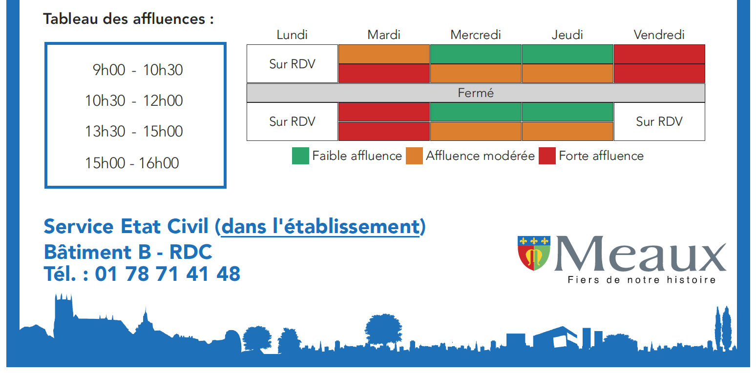 horaire etat civil ghef Meaux