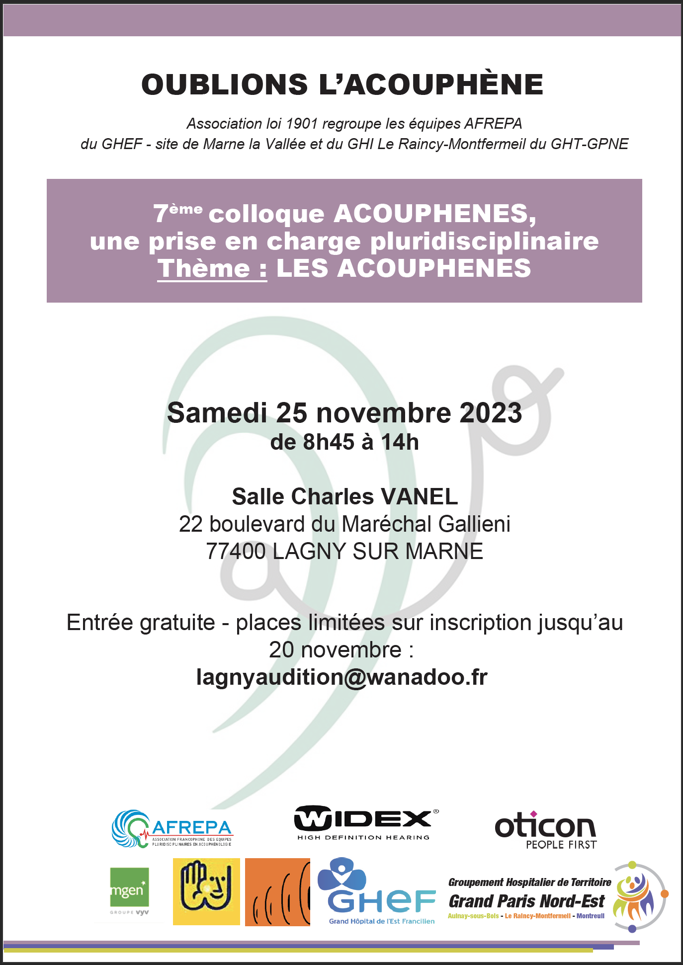 Affiche Colloque Acouphènes 2023