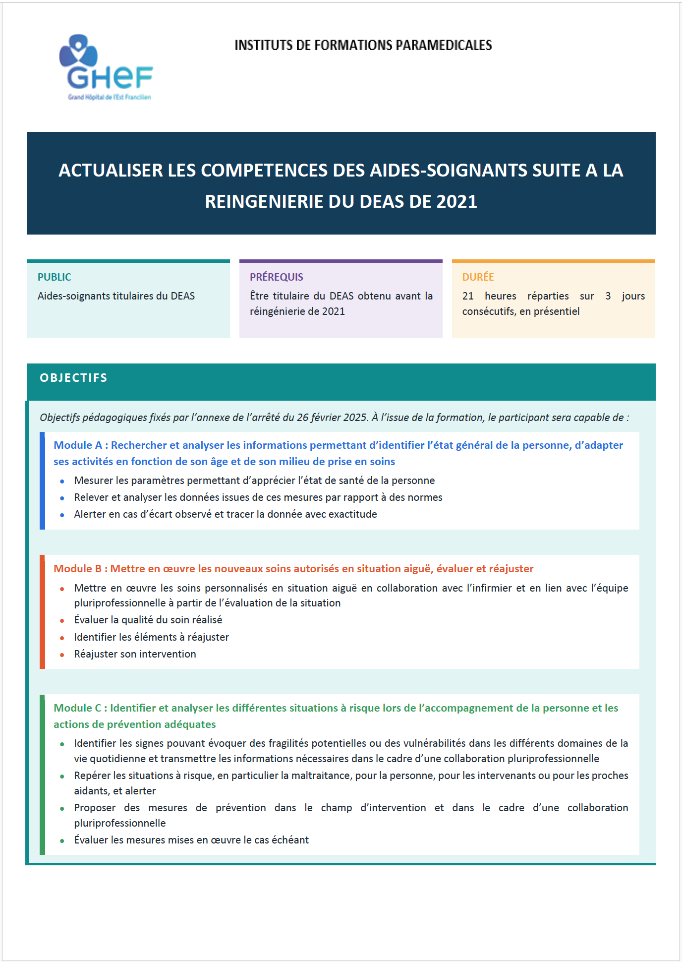 GHEF - IFP Fiche actualisation compétences AS